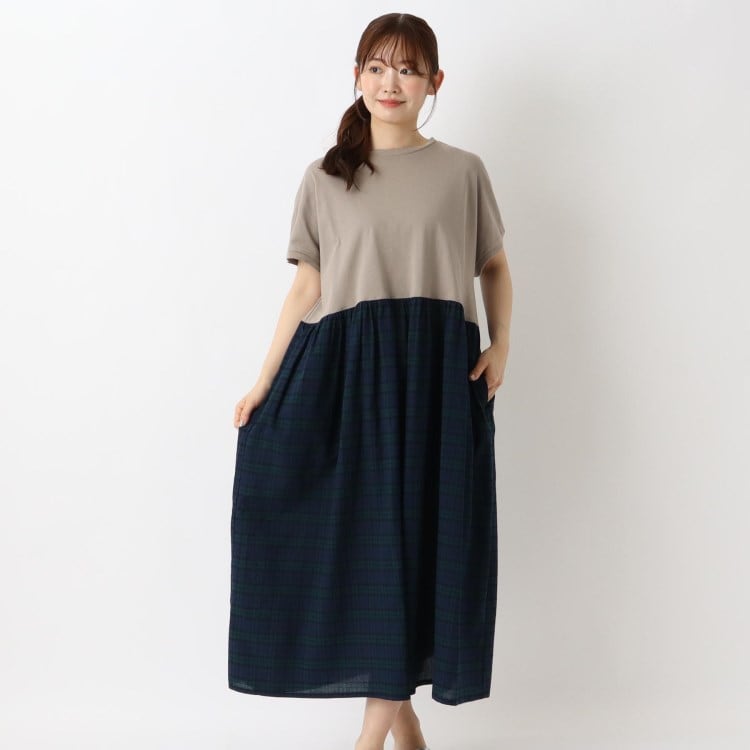 ワンズテラス(one'sterrace)の【リンネル7月号掲載】切替コンビワンピース マキシ・ロングワンピース