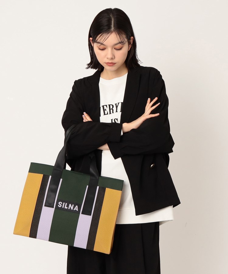 SILNA>ニットカラーブロックトートバッグ(トートバッグ SILNA>ニットカラーブロックトートバッグ(トートバッグ