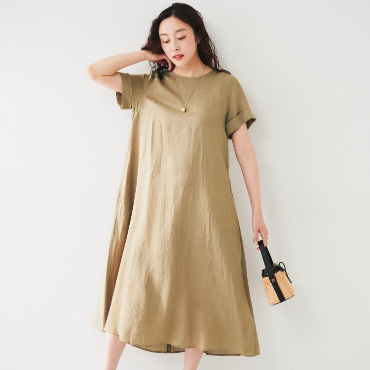 アンタイトル(UNTITLED)の【麻100/夏ワンピ】フレアラミーワンピース マキシ・ロングワンピース