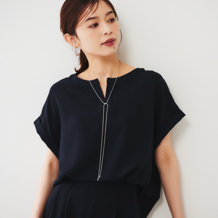 アンタイトル(UNTITLED)の2WAYジョーゼット キーネックブラウス シャツ・ブラウス