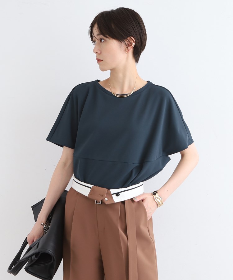 インディヴィ(INDIVI)の【洗える】デザインフォルムトップス グリーン(024)