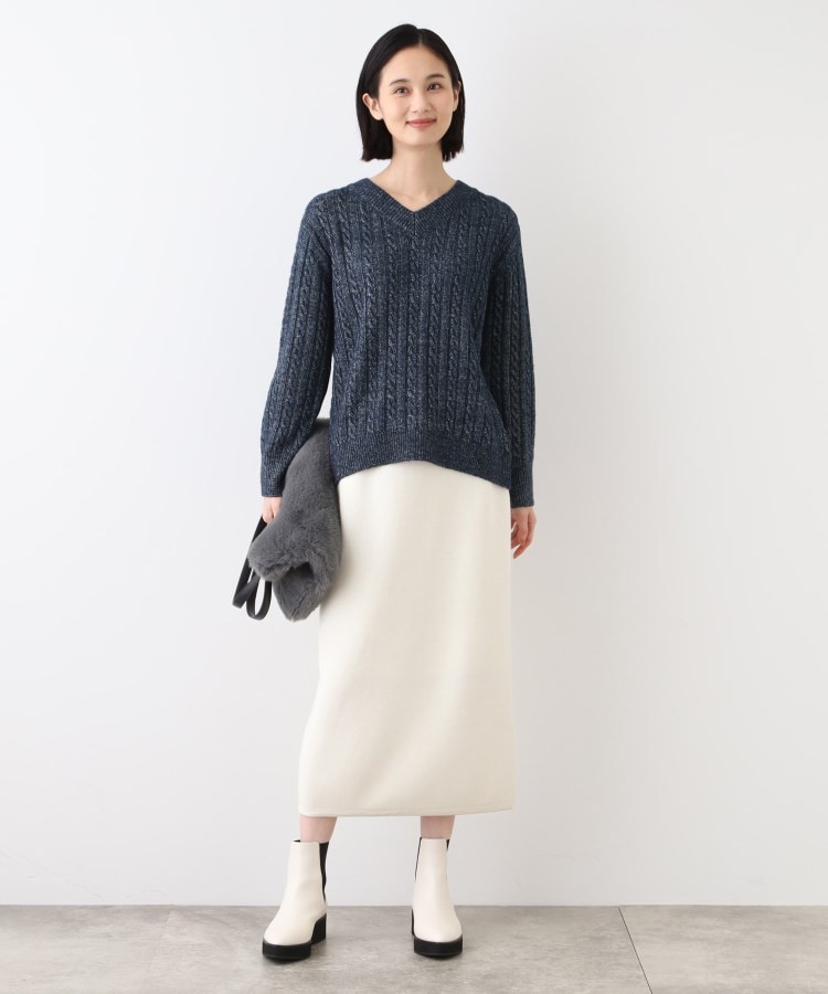 インディヴィ(INDIVI)の【ウール混】クルーネックケーブルニット12
