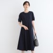 インディヴィ(INDIVI)の【洗える】コットンライクフォルムワンピース ネイビー(094)