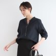 インディヴィ(INDIVI)の【麻100％／羽織り】バンドカラーシャツ ネイビー(094)