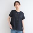 インディヴィ(INDIVI)の【麻100％】半袖オーバーブラウス ネイビー(094)