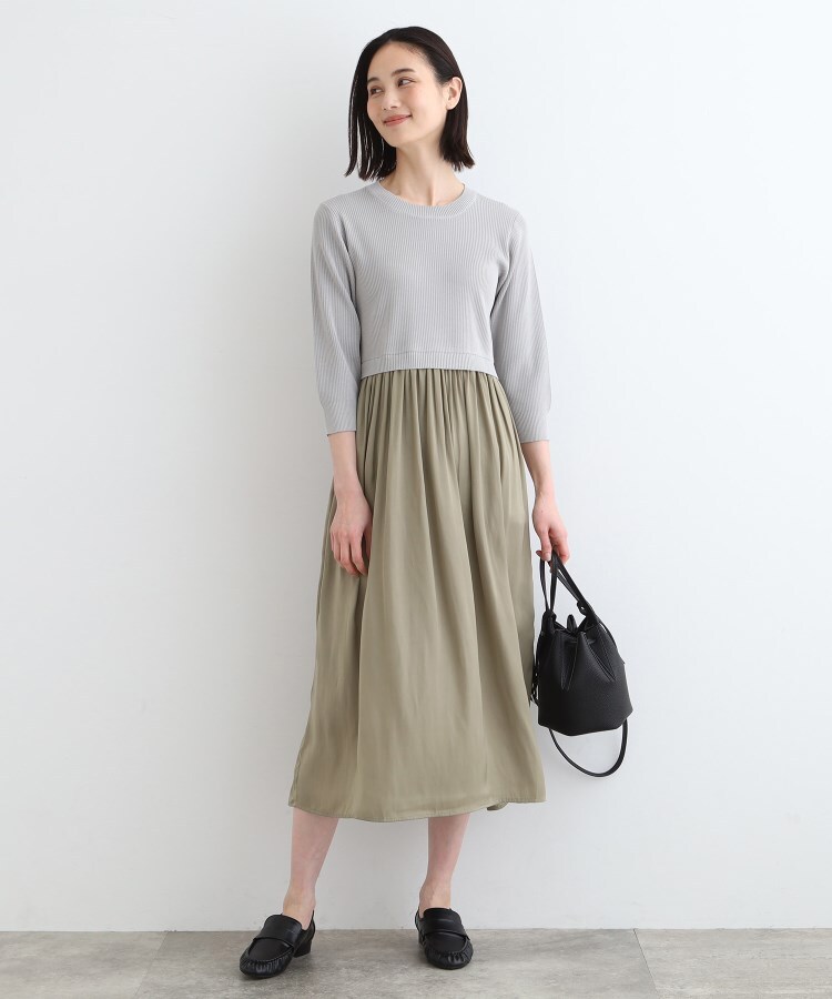 インディヴィ(INDIVI)の【洗える／7分袖】ニットコンビワンピース7