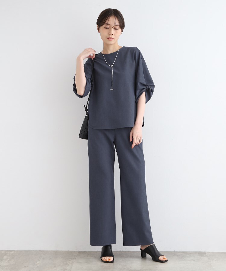 インディヴィ(INDIVI)の【洗える／SETUP可能／ウエストゴム】デニムライクワイドパンツ8