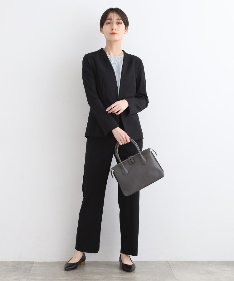 SETUP可能】麻調ノーカラージャケット(ジャケット(単品 SETUP可能】麻調ノーカラージャケット(ジャケット(単品