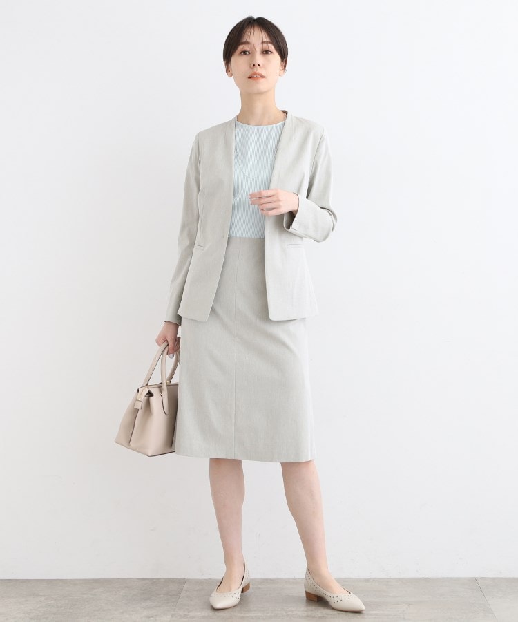 SETUP可能】麻調ノーカラージャケット（ジャケット(単品