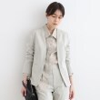 インディヴィ(INDIVI)の【SETUP可能】麻調ノーカラージャケット ライトグレー(411)