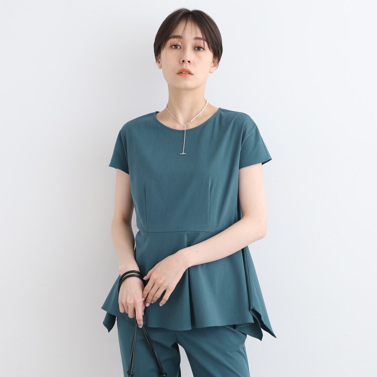 インディヴィ(INDIVI)の【SETUP可能】麻調ペプラムブラウス シャツ・ブラウス
