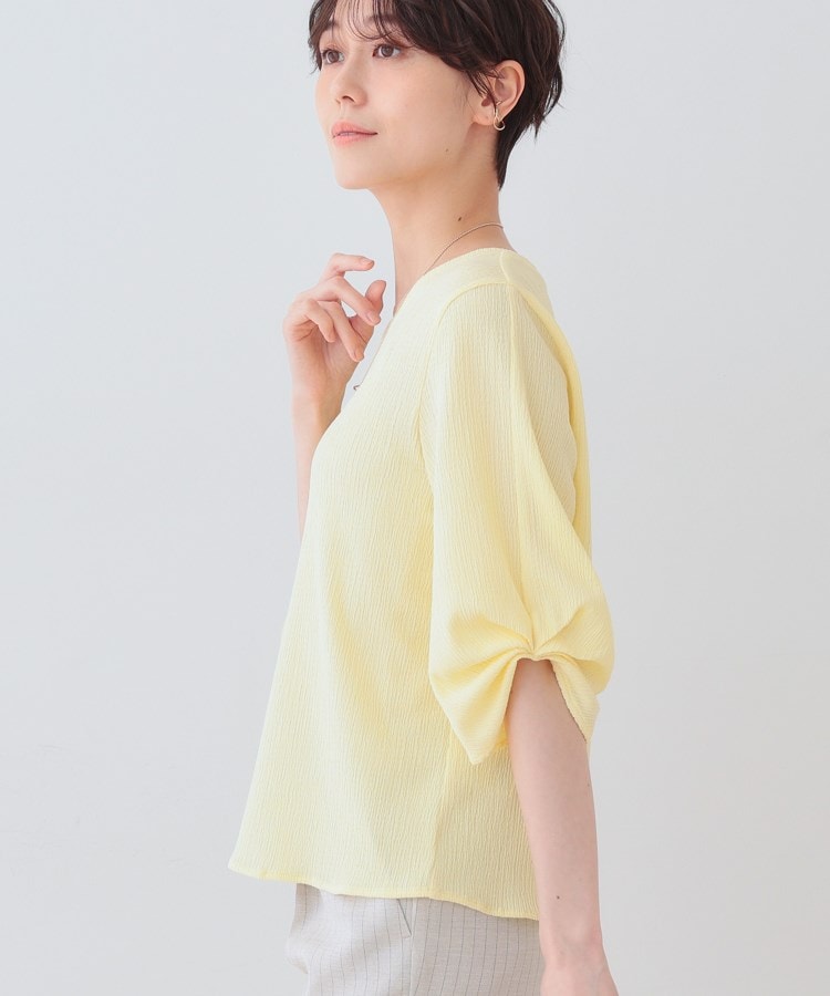 インディヴィ(INDIVI)の【洗える】タックデザインスリーブ ジャージトップス14