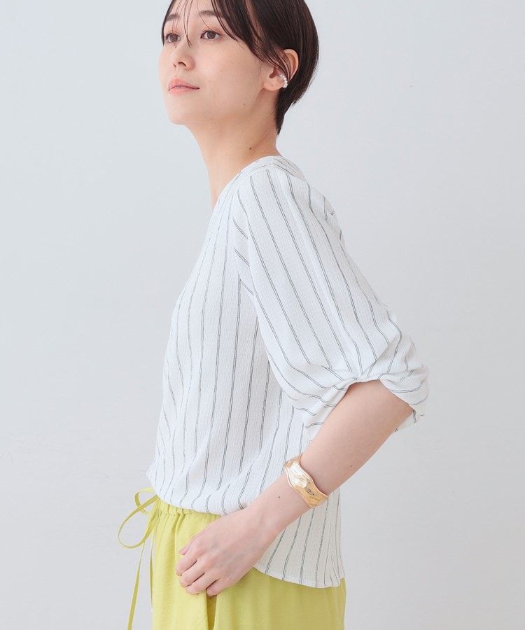 インディヴィ(INDIVI)の【洗える】タックデザインスリーブ ジャージトップス10