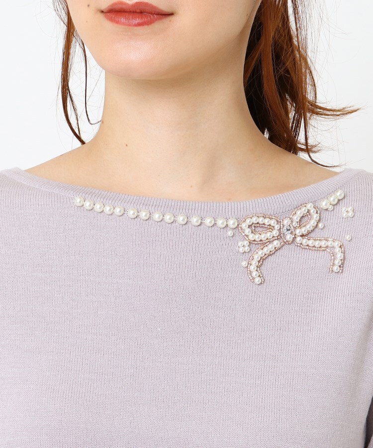 リボンフェイクパール刺繍ニット ニット Couture Brooch クチュールブローチ ワールド オンラインストア World Online Store リボンフェイクパール刺繍ニット ニット Couture Brooch クチュールブローチ ワールド オンラインストア World Online Store