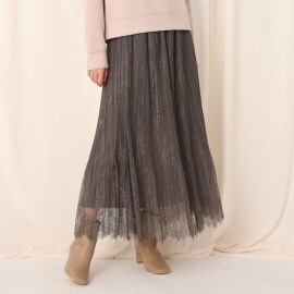 クチュールブローチ(Couture Brooch)のひげレースプリーツスカート ミモレスカート