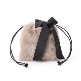 クチュールブローチ(Couture Brooch)のフェイクファーリボン巾着バッグ ショルダーバッグ