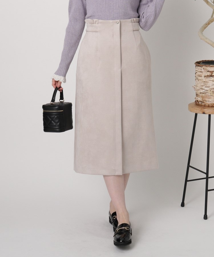 ＜WORLD＞ Couture Brooch(クチュールブローチ) 【しっとり、軽い、暖かい。】スウェード調ナロータイトスカート