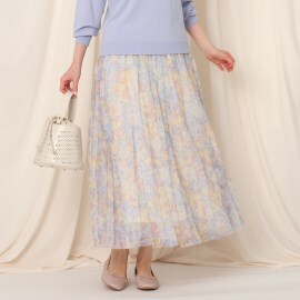 クチュールブローチ(Couture Brooch)のパンジー　花柄　春色　プリーツチュールスカート マキシ・ロングスカート