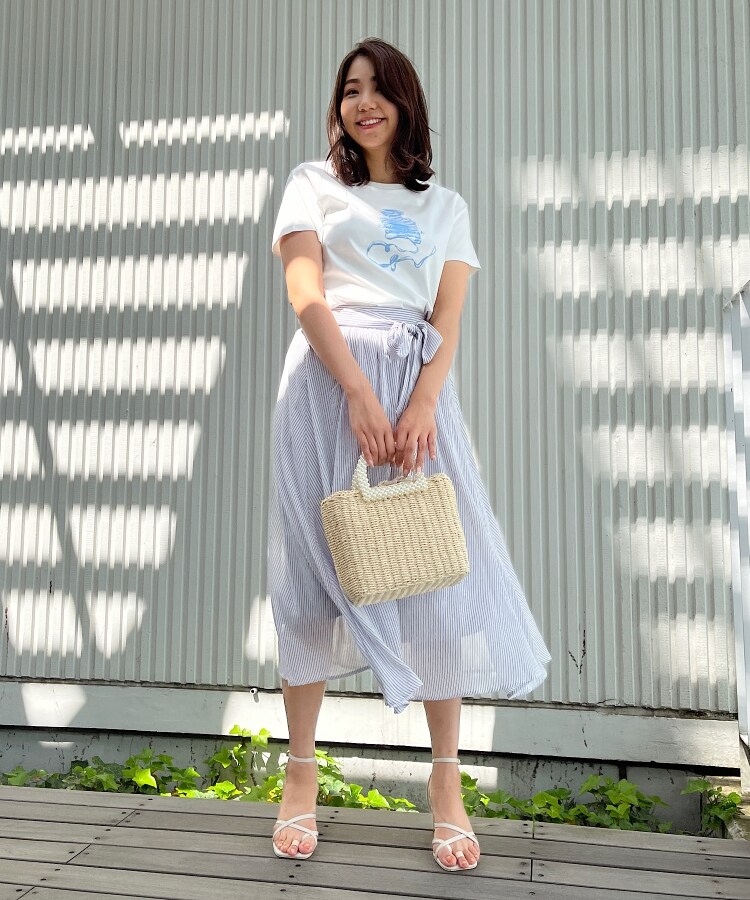 日本製】 ロサビアンカ スカート ストライプ ひざ丈スカート
