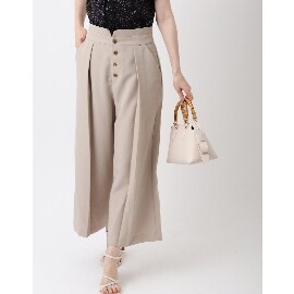 クチュールブローチ(Couture Brooch)のリネンライク/洗える　センタープレスワイドパンツ 6～9分丈パンツ
