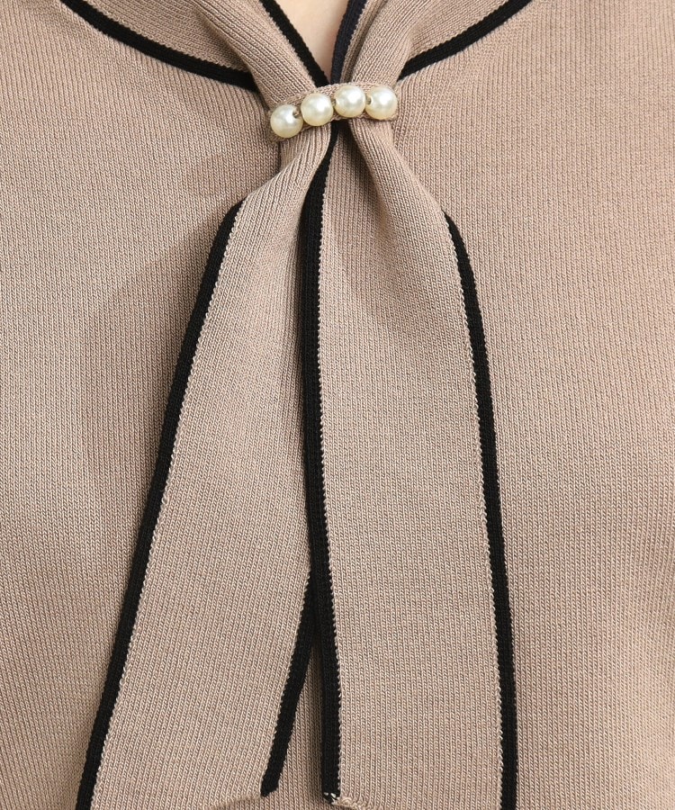 クチュールブローチ(Couture Brooch)の【襟元デザイン2WAY】パール調バックル配色タイ5分袖ニット33