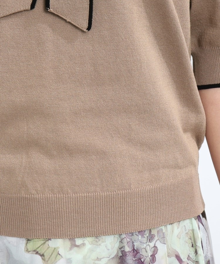 クチュールブローチ(Couture Brooch)の【襟元デザイン2WAY】パール調バックル配色タイ5分袖ニット36