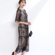 クチュールブローチ(Couture Brooch)のショルダーギャザーラッセルレースドレス ブラック(019)