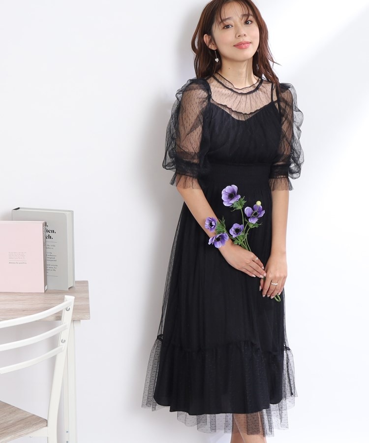 【ALEXA CHUNG】floral+dot ロング ドレス/ワンピースレースアップ
