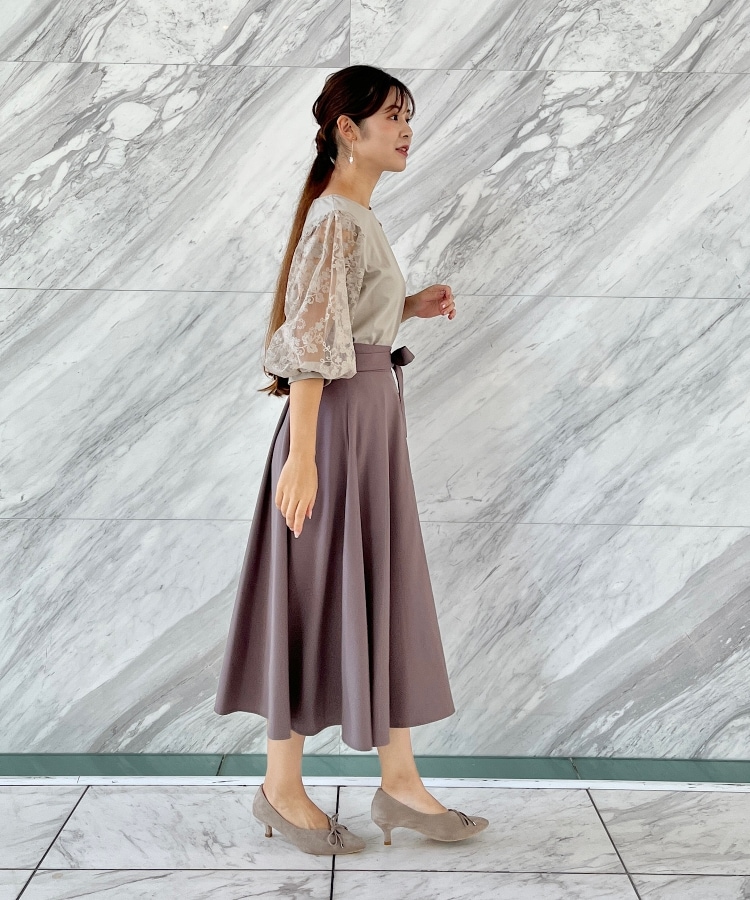 クチュールブローチ(Couture Brooch)の【通勤、オフィスにもおすすめ】リボン付きパール調フレアースカート8