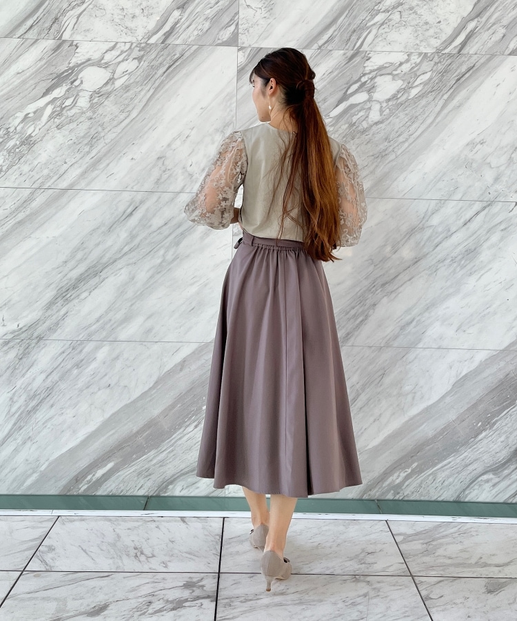 クチュールブローチ(Couture Brooch)の【通勤、オフィスにもおすすめ】リボン付きパール調フレアースカート9
