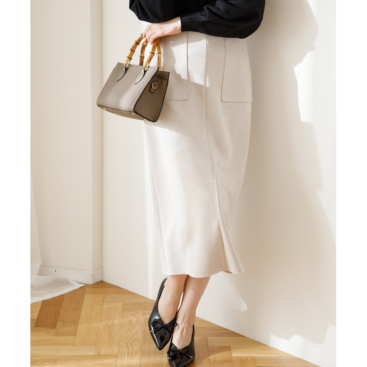 クチュールブローチ(Couture Brooch)の【オフィス・通勤にも】フェイクスエードダンボールスカート マキシ・ロングスカート