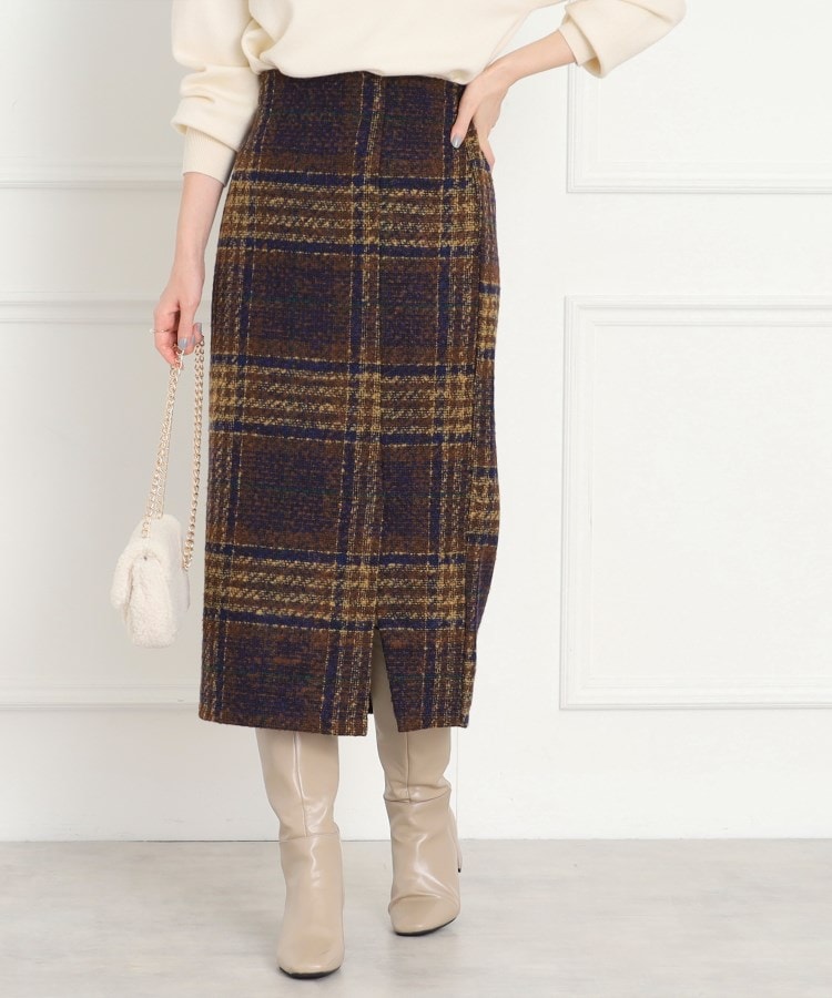 クチュールブローチ(Couture Brooch)のチェックタイトスカート ネイビー(293)