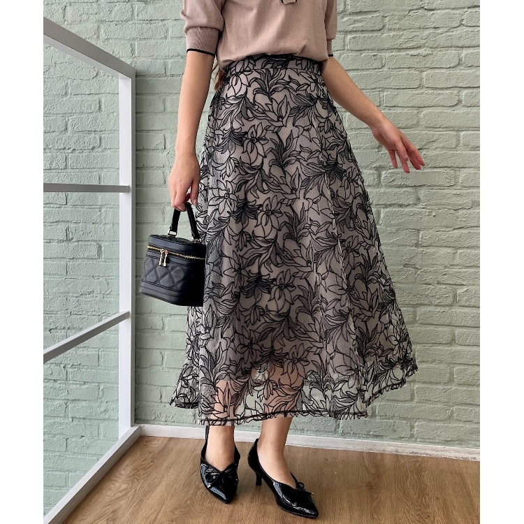 クチュールブローチ(Couture Brooch)の【S-LL/秋冬新色！】チュール刺繍フレアースカート
