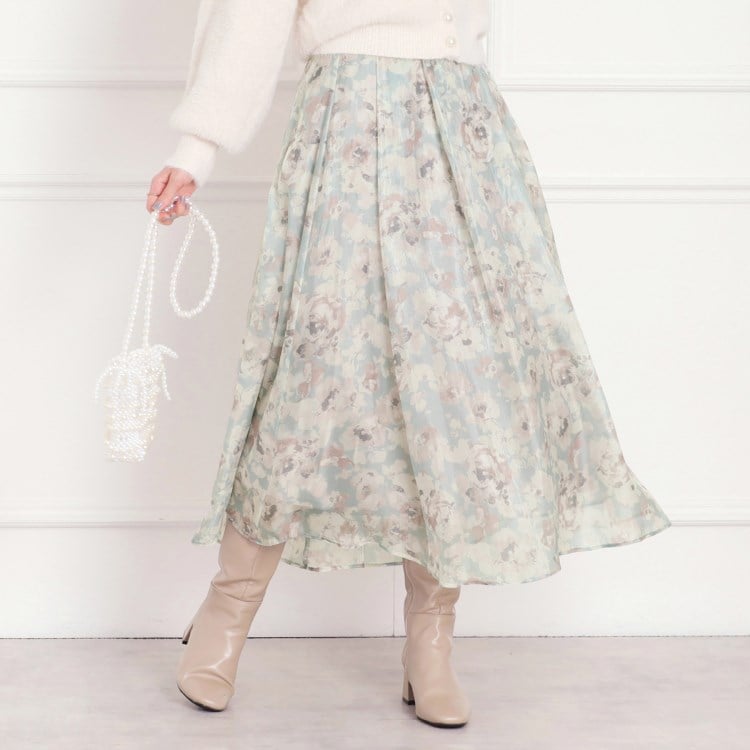 クチュールブローチ(Couture Brooch)の【揺れるたび美しい】Winterオーガンフルールスカート ミモレスカート