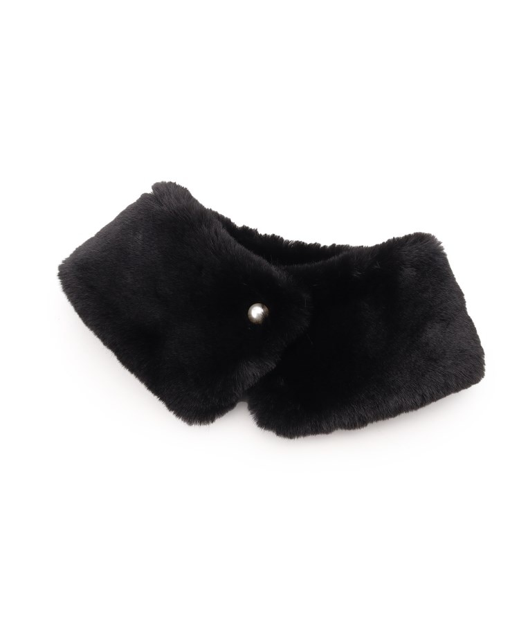 クチュールブローチ(Couture Brooch)のフェイクファーパール調付ティペット ブラック(019)