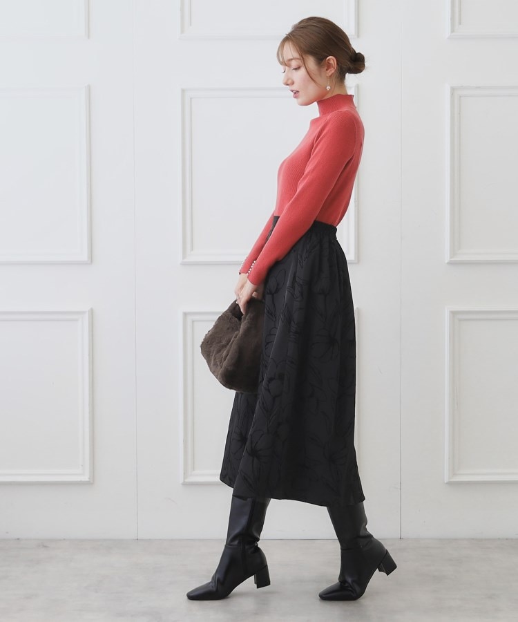 フラワーフロッキープリントスカート（ミモレスカート） | Couture 