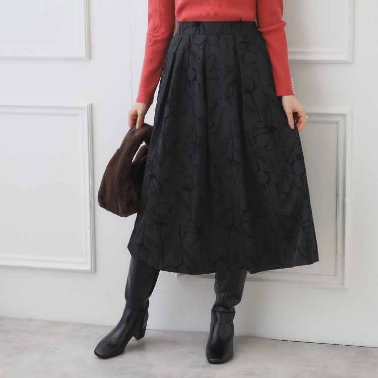 クチュールブローチ(Couture Brooch)のフラワーフロッキープリントスカート ミモレスカート