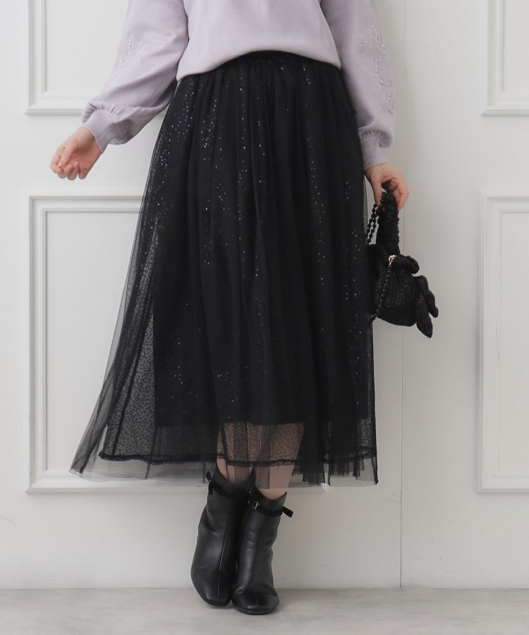 クチュールブローチ(Couture Brooch)のスパンコールチュールスカート ブラック(019)