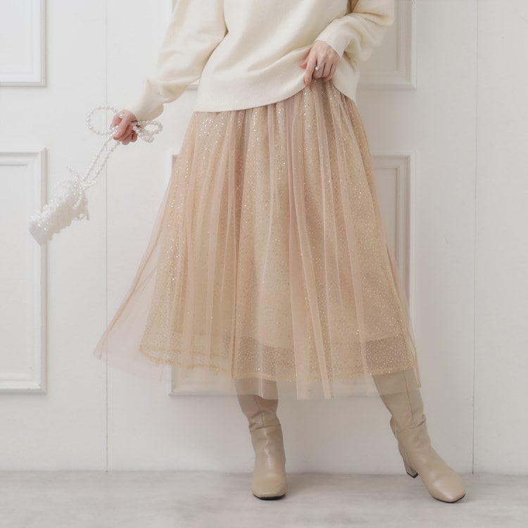 クチュールブローチ(Couture Brooch)のスパンコールチュールスカート マキシ・ロングスカート