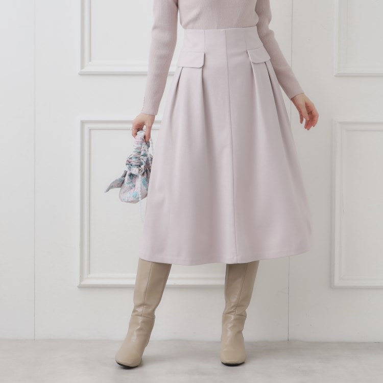 クチュールブローチ(Couture Brooch)の【ふっくら冬素材】起毛ツイルフレアスカート ミモレスカート