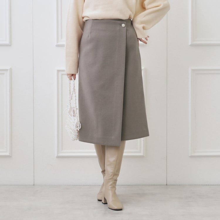 クチュールブローチ(Couture Brooch)のメルジャージラップ風スカート ミモレスカート