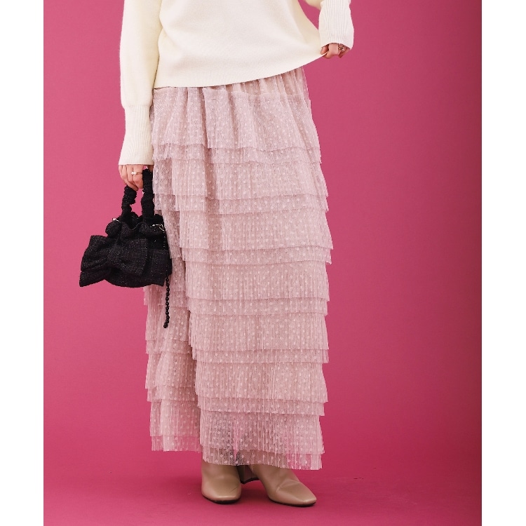 クチュールブローチ(Couture Brooch)のティアードドットチュールスカート マキシ・ロングスカート