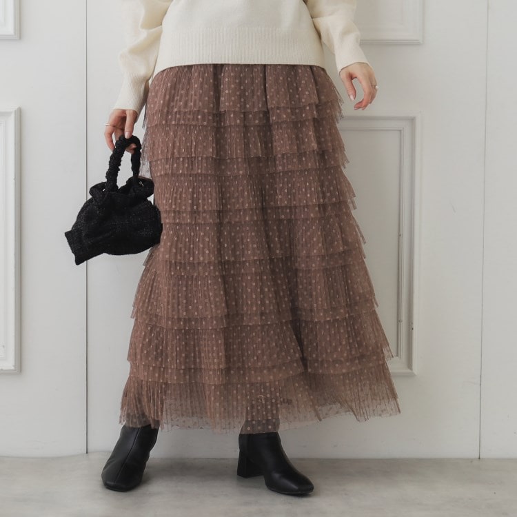 クチュールブローチ(Couture Brooch)のティアードドットチュールスカート マキシ・ロングスカート