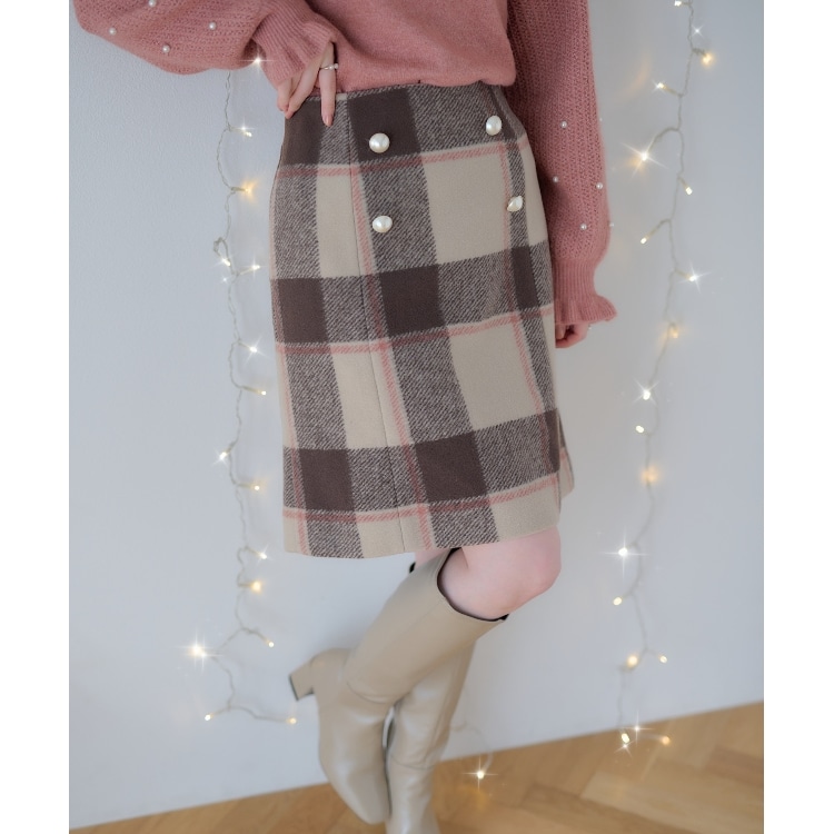 クチュールブローチ(Couture Brooch)のフェイクパール付台形ミニスカート