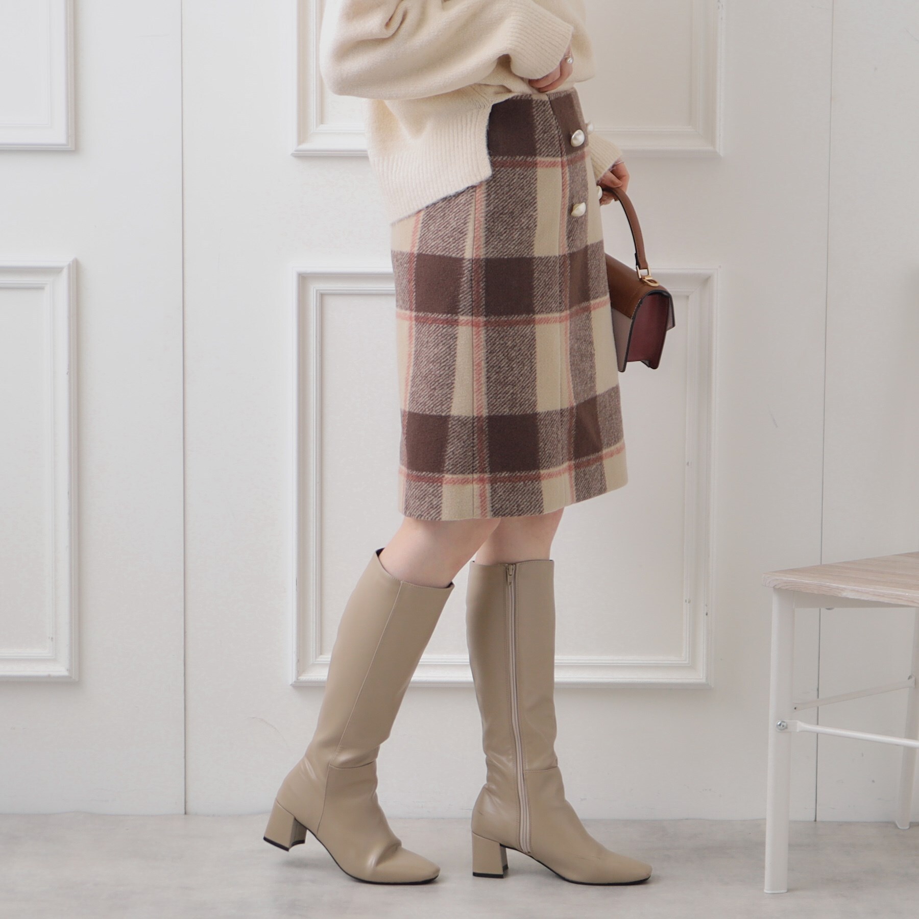クチュールブローチ(Couture Brooch)のフェイクパール付台形ミニスカート6