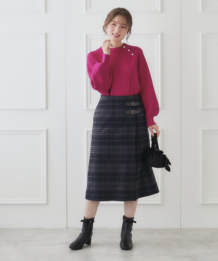 クチュールブローチ(Couture Brooch)の合皮ベルト付Aラインスカート12