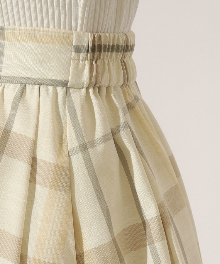 クチュールブローチ(Couture Brooch)の【夏のお出かけシーンに映える。】麻調先染めチェックロングスカート35