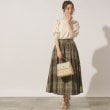 クチュールブローチ(Couture Brooch)の【夏のお出かけシーンに映える。】麻調先染めチェックロングスカート11