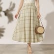 クチュールブローチ(Couture Brooch)の【夏のお出かけシーンに映える。】麻調先染めチェックロングスカート24