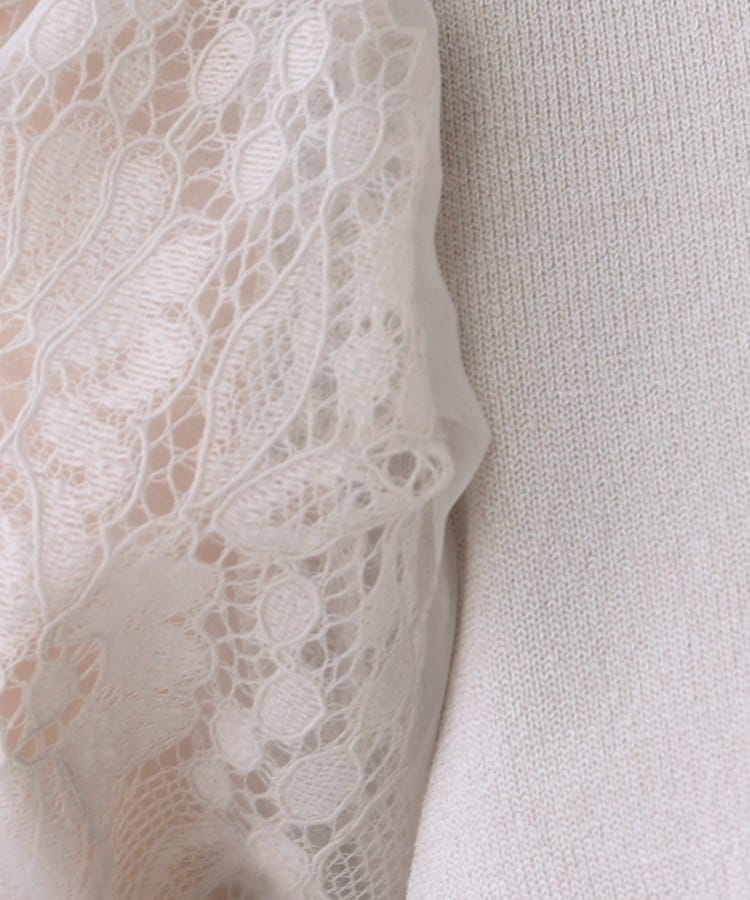クチュールブローチ(Couture Brooch)の【ふんわりシアーなパフ袖で華奢見え。】オーガンレース袖ニット30
